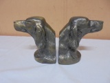Set of Metal Dog Head Book Ends