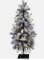 Feirui 3ft Snow Flocked Artificial Christmas Tree, 50 Warm White LED Lights