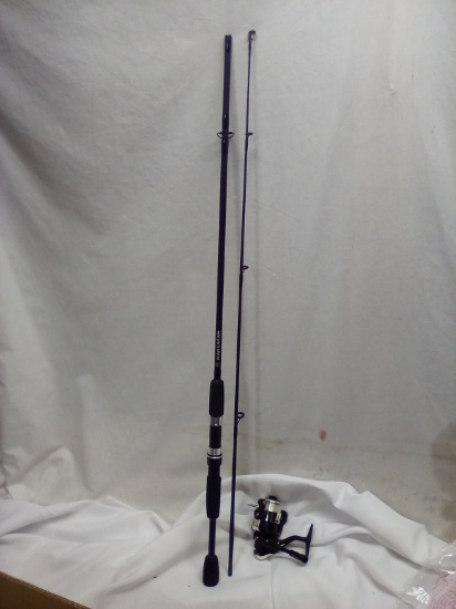 Wakeman fishing reel with rod-black