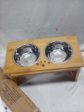 Stainless Steel elevated bamboo animal feed bowls MSRP 19.99
