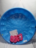 Kiddie Pool 36” & Kids Water Shoes. Size L 2/3 & Size S 11/12