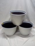 Outdoor White Plastic Planters. Qty 3.