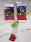 2 Bags of Red Hummingbird Nectar Sugar and Single Mini Humm. Feeder