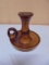 Vintage St. Clemente Brown Glaze Pottery Candlestick