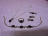 Ladies 6pc Sterling Silver Jewelry Set w/ Stones