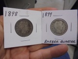 1898 & 1899 Silver Barber Quarters