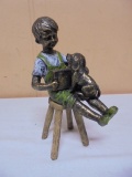 Boy w/ Dog on Stool Statue