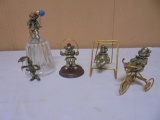 Group of 5 Metal Clown Figurines