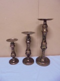 3pc Set of Metal Pillar Candle Holders