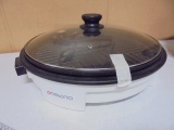 Ambiano 14in Non-Stick Round Electric Skillet w/ Glass Lid