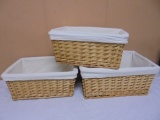 3pc Group of Wicker Baskets w/ Liners