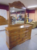 Beautiful Solid Oak 8 Drawer Dresser w/ Mirror