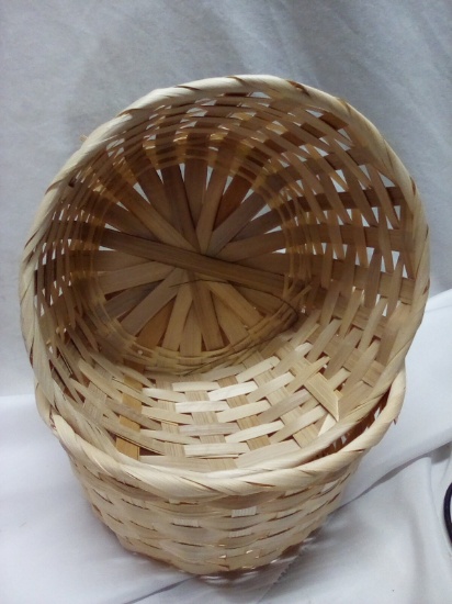 Pair of Basic Bamboo 8”Dx4”T Woven Baskets
