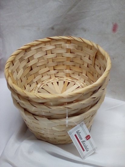 Set of 3 Basic Bamboo 8”Dx4”T Woven Baskets