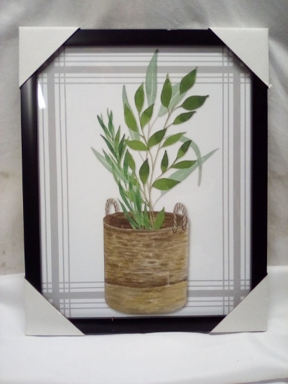 12.25”x15.25” Black Frame Decorative Plant Artwork- Tag Says $12