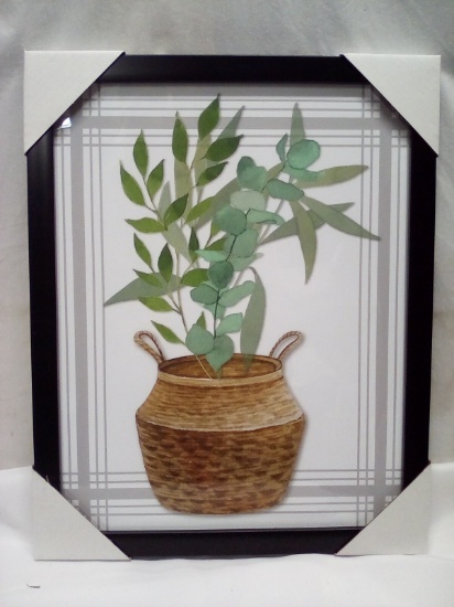 12.25”x15.25” Black Frame Decorative Plant Artwork- Tag Says $12