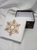 decorative box 6in x 6in, black, white, gold