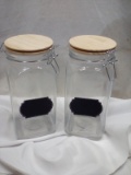 Glass Storage Containers w/ Lid & Label. Qty 2. 54.1 fl oz Containers.