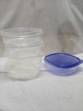 Set of 5 Microwave and Dishwasher Safe 6.5”x6.5”x2” Bowls w/ 1 Lid