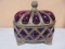 Beautiful Ruby Glass & Brass Covered Keepsake Box