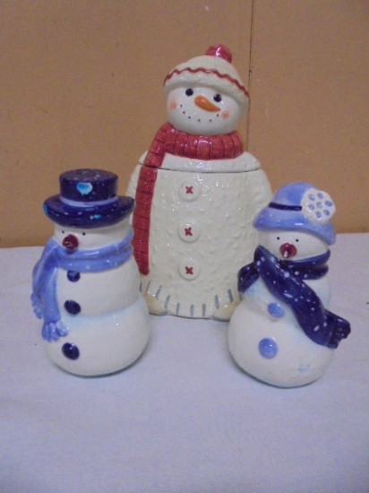 Snowman Cookie Jar & Snowman Salt & Pepper Shakers