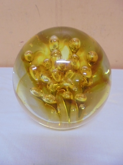 Beautiful Large Amber Glass Paperweight