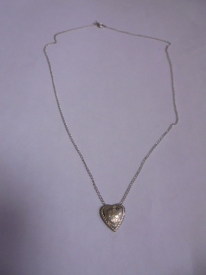 15" Sterling Silver Necklace w/ Heart Pendant