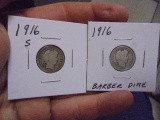 1916 S Mint & 1916 Silver Barber Dimes