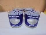Set of 4 Vintage Baltimore Colts Rock Glasses