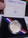 1991 USO 50th Anniversary Uncirculated Silver Dollar