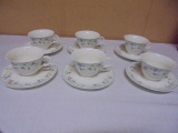 6pc Set of Fine Porcelain China Cups & Saucers