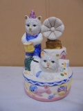 Porcelain Cat Music Box