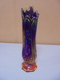 Vintage Indiana Heirloom Red Iridescent Carnival Glass Swing Glass Vase