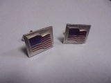Pair of Men's Sterling Silver Cuff Links w/ Flags