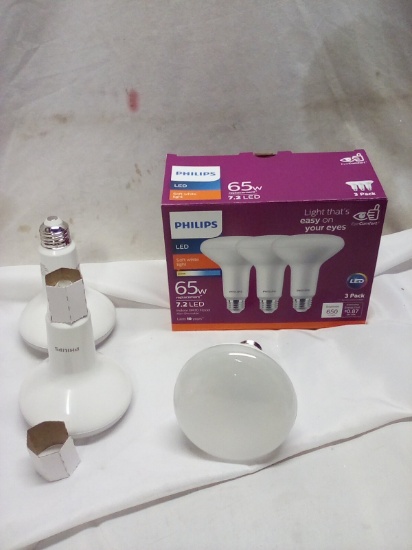 3 Pack of Philips Soft White Light LED 65W Replacement Bulbs