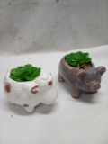 2Pc Artificial Plant Lot- Sheep and Pig