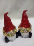 Pair of Ceramic Mini Garden Gnomes