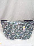Quilted Tote Green Blue white, 5in x 13in x11in