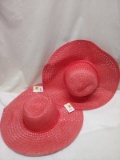 Pair of Coral/Pink Floppy Sun Hats