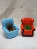 Pair of Lazy Boy Style Decorative Tabletop Artificial Succulents