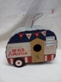 “God Bless America” Wood and Metal Hanging Decorative Bird House