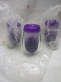 Set of 3 TRUE Brand Double Wall Purple Ombre Plastic Tumblers w/ Lids
