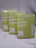 3 Up&Up 500Ct Packs of 30% Recycled Letter Printer Paper
