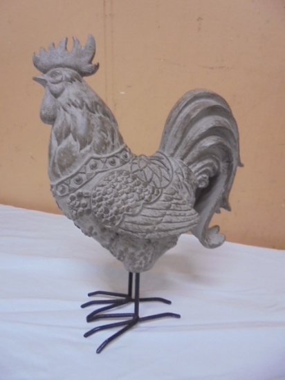 Metal Leg Detailed Chicken Statue