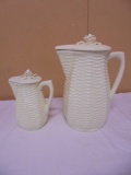Vintage 2pc Porcelain Pitcher Set w/ Lids