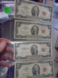 (3) 1963 & (1) 1953 Two Dollar Red Seal Notes