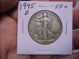 1945 D Mint Silver Walking Liberty Half Dollar