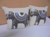 2 Matching Accent Pillows w/ Elephants