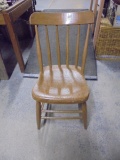Antique Solid Wood Plank Bottom Chair