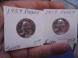 1957 & 1958 Silver Proof Washington Quarters